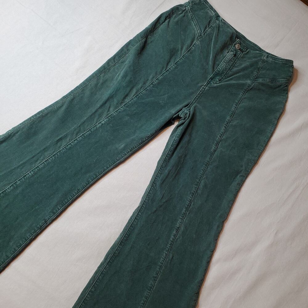 Free People We the Free Women Size 28 Jayde Cord Flare Corduroy Pants Green